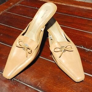 Merona Women's Tan Mules with Bow Accent